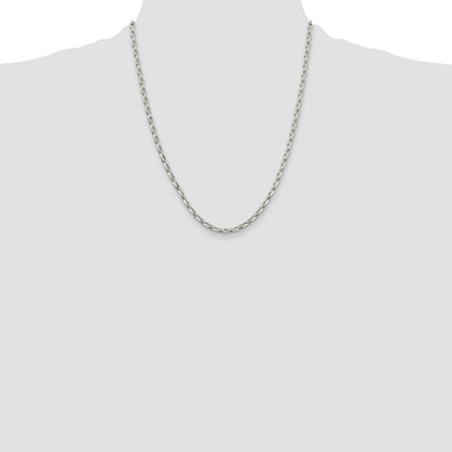 22 Inch Sterling Silver 3.2mm Oval Fancy Rolo Chain Necklace
