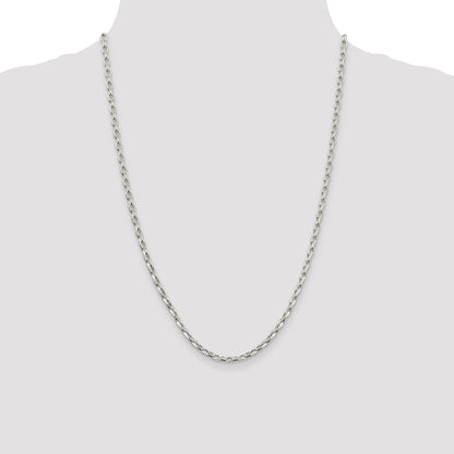 24 Inch Sterling Silver 3.2mm Oval Fancy Rolo Chain Necklace
