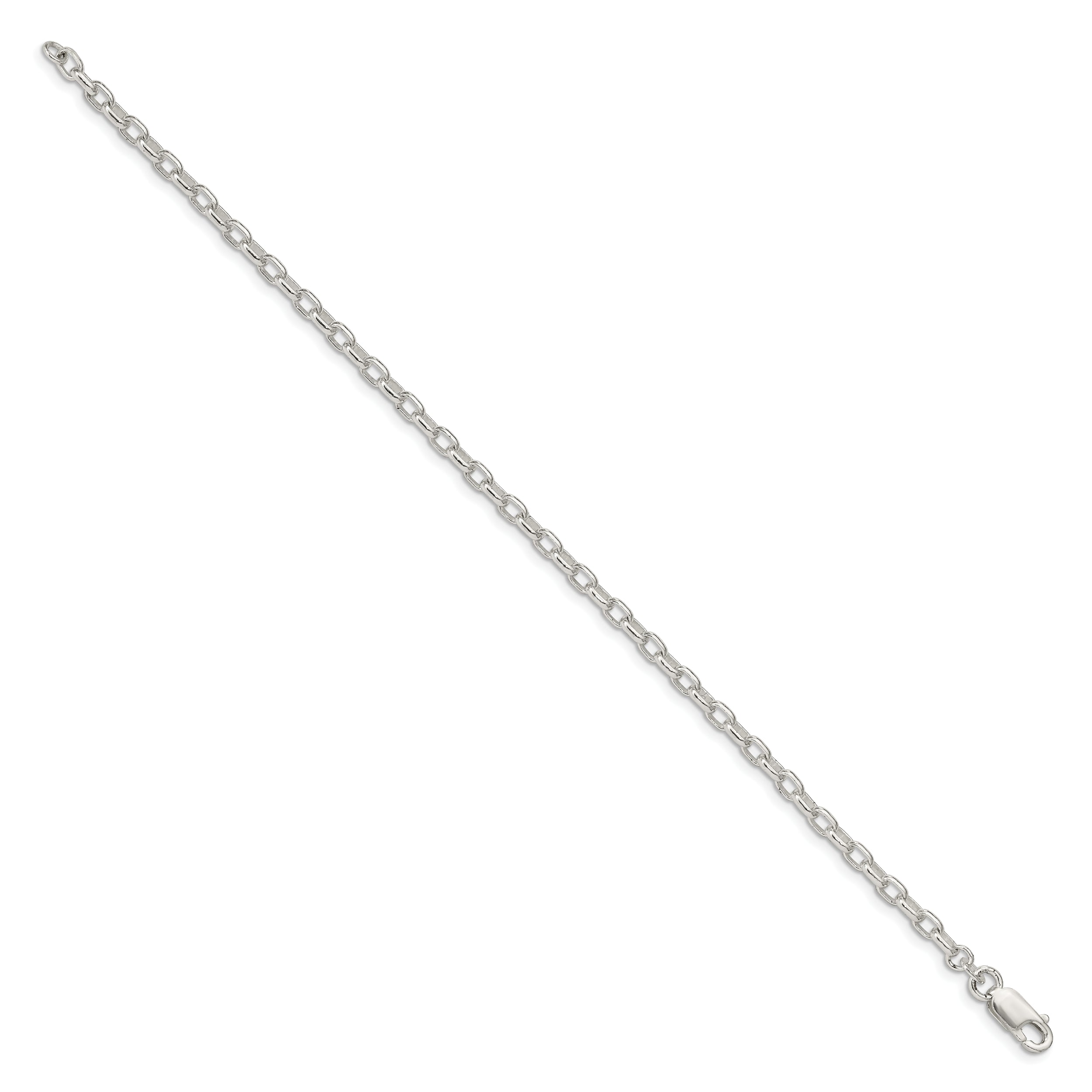 7 Inch Sterling Silver 3.2mm Oval Fancy Rolo Chain Bracelet