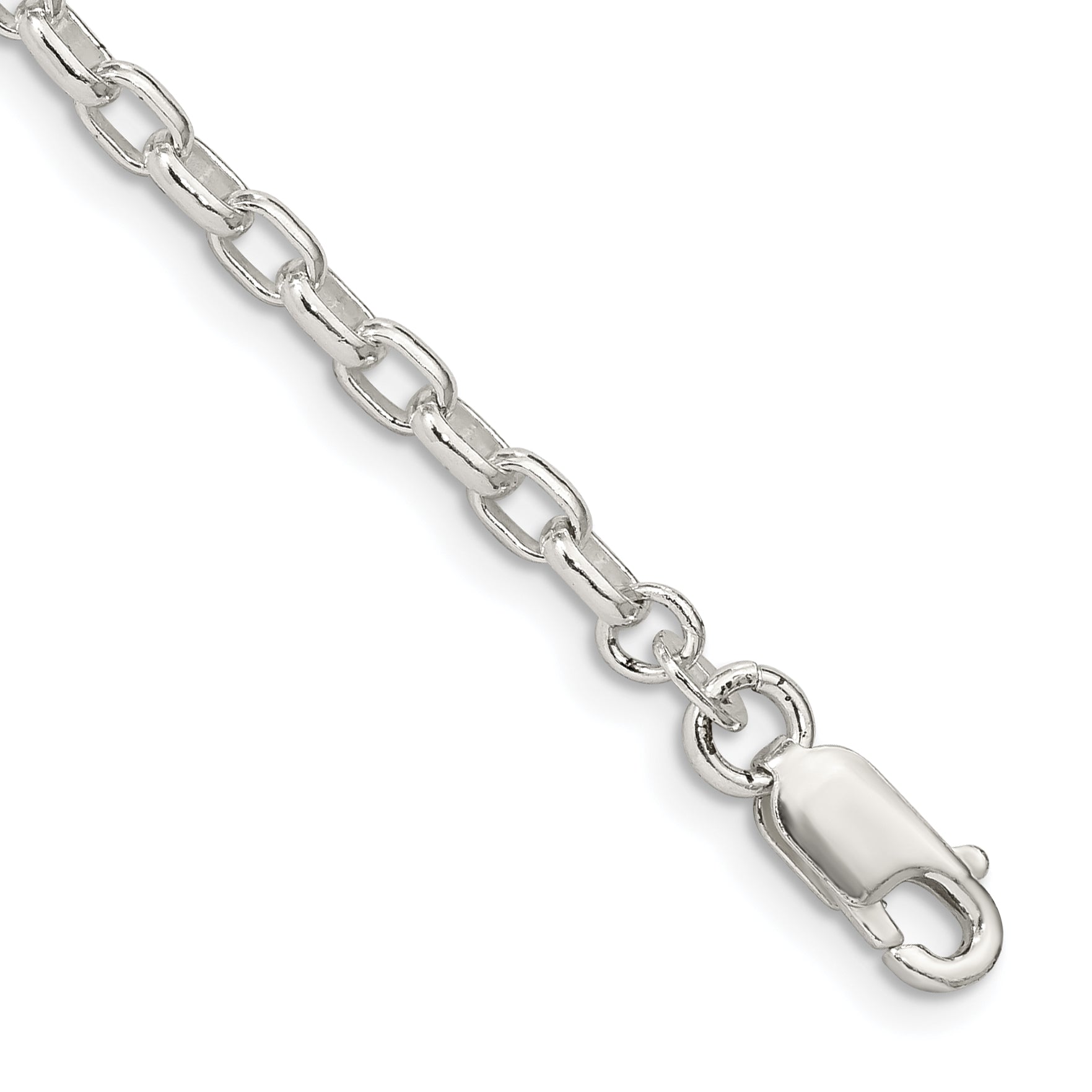 7 Inch Sterling Silver 3.2mm Oval Fancy Rolo Chain Bracelet