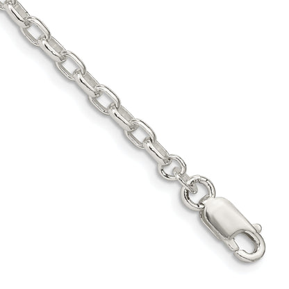 7 Inch Sterling Silver 3.2mm Oval Fancy Rolo Chain Bracelet