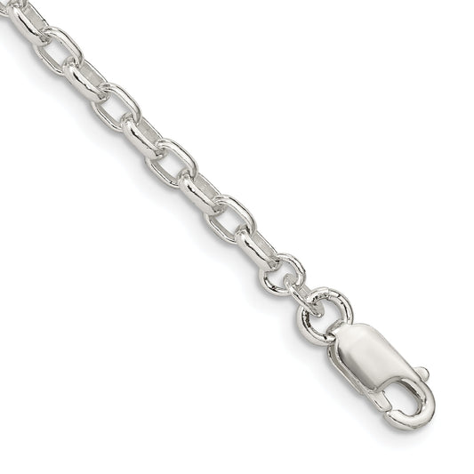 8 Inch Sterling Silver 3.2mm Oval Fancy Rolo Chain Bracelet