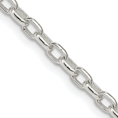 26 Inch Sterling Silver 3.2mm Oval Fancy Rolo Chain Necklace