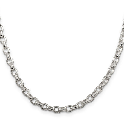 16 Inch Sterling Silver 4.4mm Oval Fancy Rolo Chain Necklace