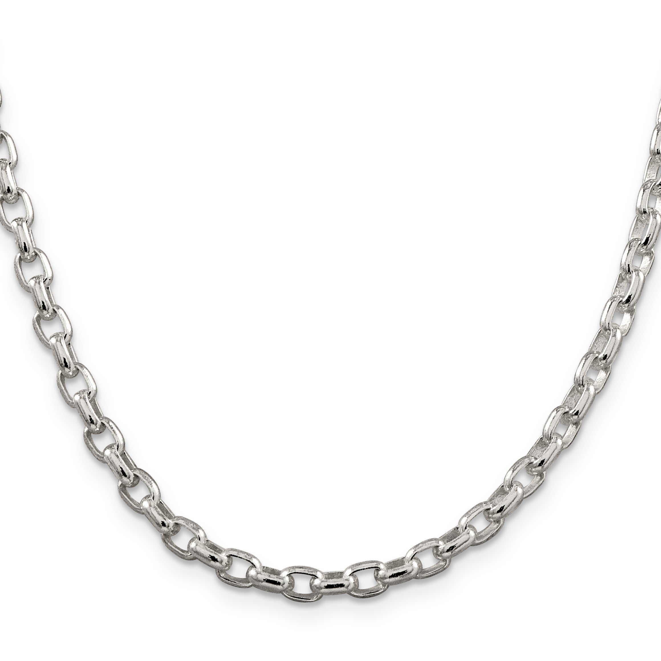 20 Inch Sterling Silver 4.4mm Oval Fancy Rolo Chain Necklace