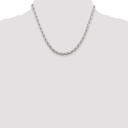 18 Inch Sterling Silver 4.4mm Oval Fancy Rolo Chain Necklace