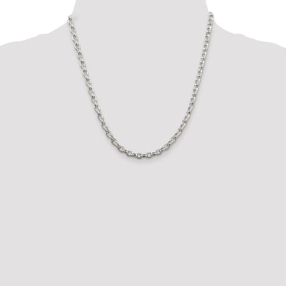 20 Inch Sterling Silver 4.4mm Oval Fancy Rolo Chain Necklace