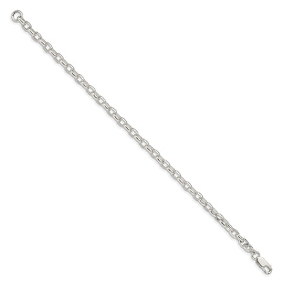 7 Inch Sterling Silver 4.4mm Oval Fancy Rolo Chain Bracelet