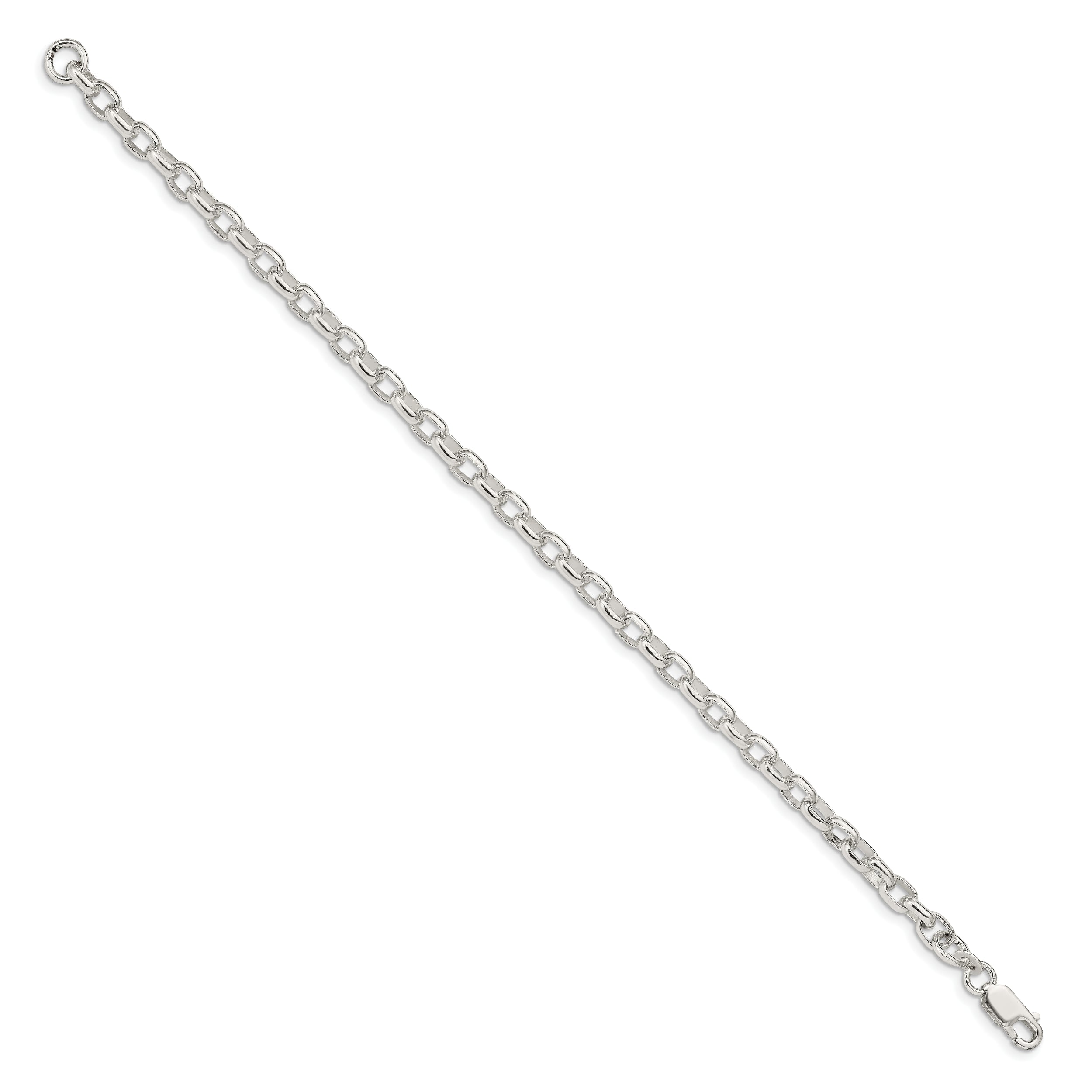 8 Inch Sterling Silver 4.4mm Oval Fancy Rolo Chain Bracelet