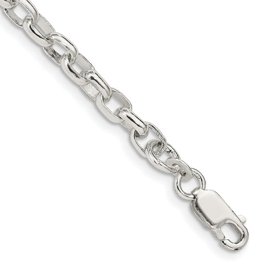 7 Inch Sterling Silver 4.4mm Oval Fancy Rolo Chain Bracelet