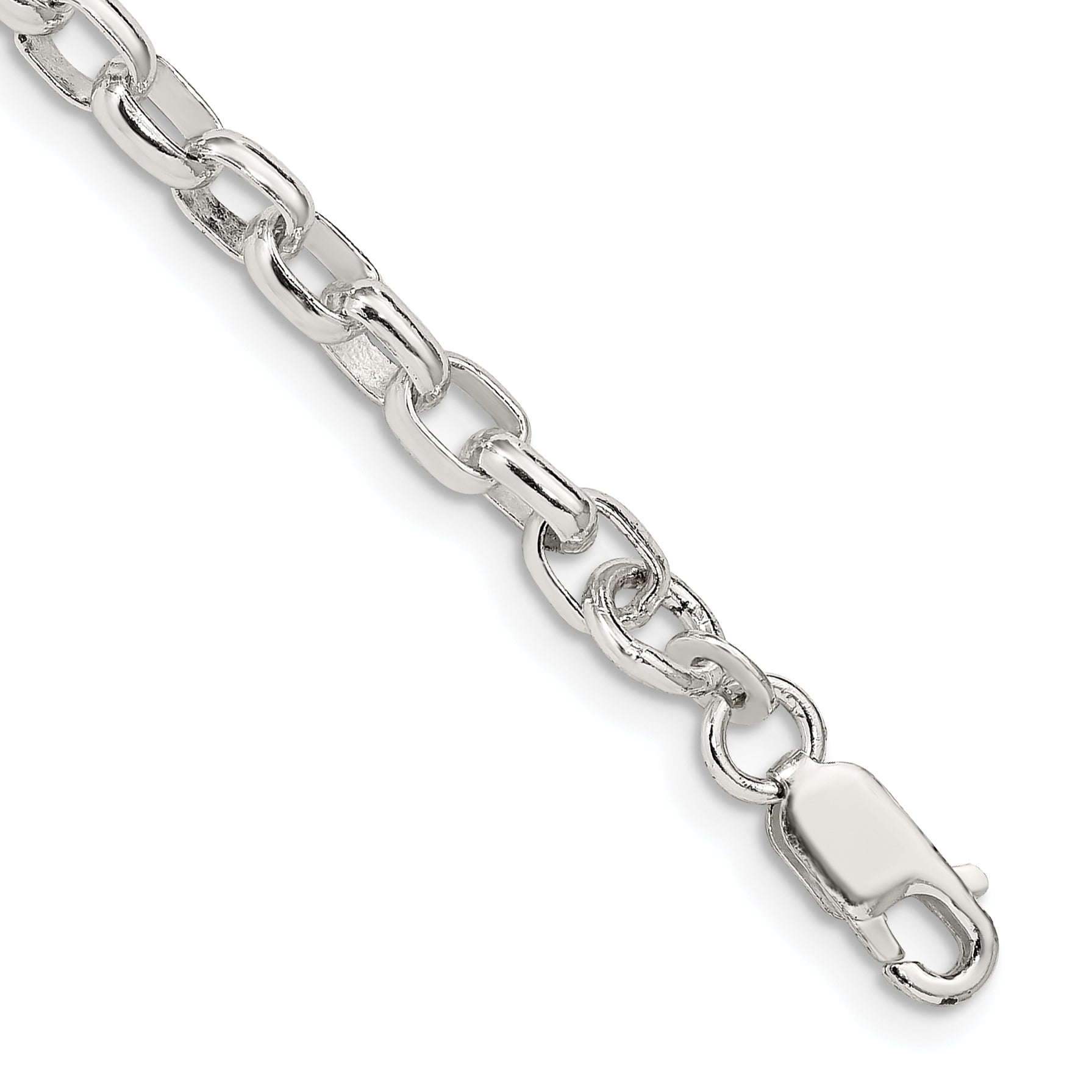 8 Inch Sterling Silver 4.4mm Oval Fancy Rolo Chain Bracelet