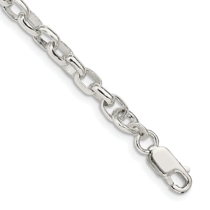 8 Inch Sterling Silver 4.4mm Oval Fancy Rolo Chain Bracelet