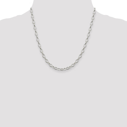 20 Inch Sterling Silver 5mm Fancy Rolo Chain Necklace