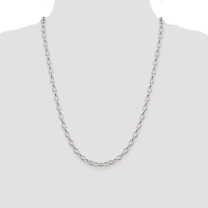 24 Inch Sterling Silver 5mm Fancy Rolo Chain Necklace