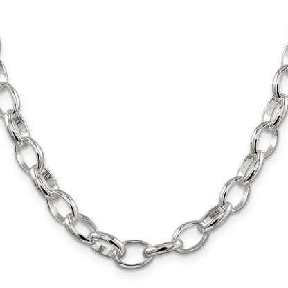 18 Inch Sterling Silver 8mm Fancy Rolo Chain Necklace