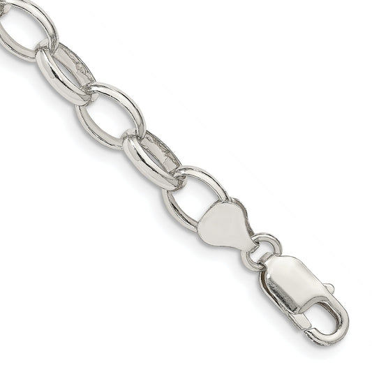 7 Inch Sterling Silver 8mm Fancy Rolo Chain Bracelet