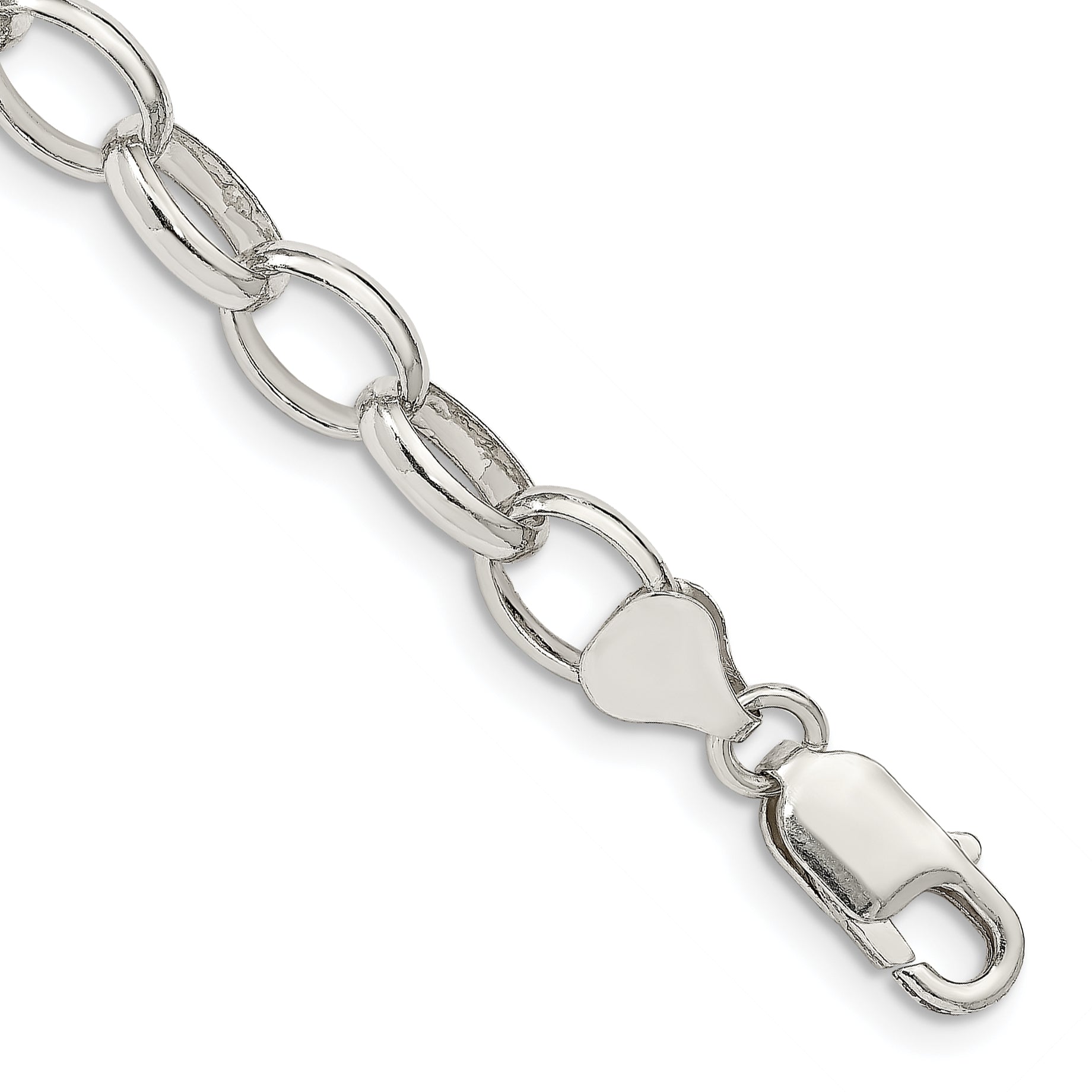 8 Inch Sterling Silver 8mm Fancy Rolo Chain Bracelet
