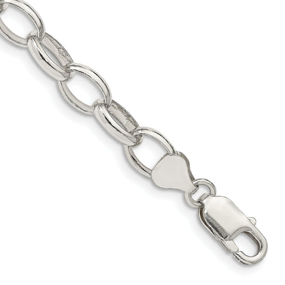 8 Inch Sterling Silver 8mm Fancy Rolo Chain Bracelet