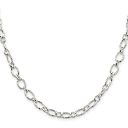 20 Inch Sterling Silver 6.1mm Fancy Patterned Rolo Chain Necklace