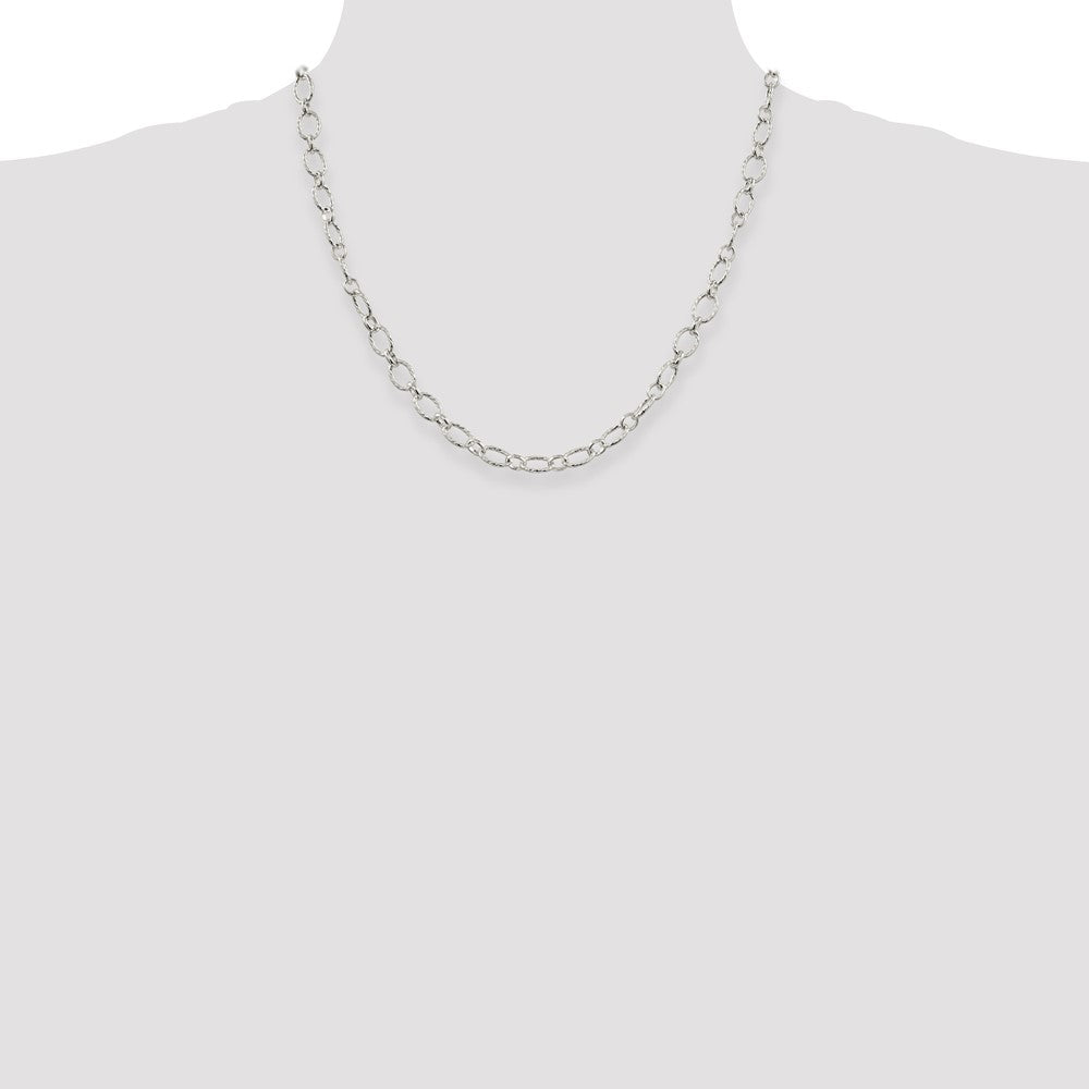 20 Inch Sterling Silver 6.1mm Fancy Patterned Rolo Chain Necklace