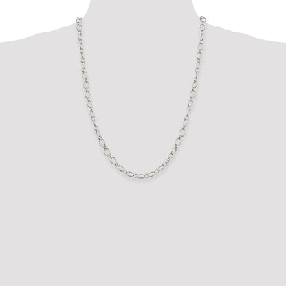 24 Inch Sterling Silver 6.1mm Fancy Patterned Rolo Chain Necklace