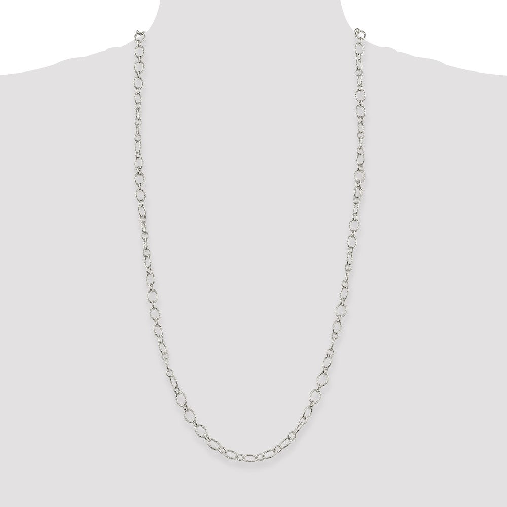 30 Inch Sterling Silver 6.1mm Fancy Patterned Rolo Chain Necklace