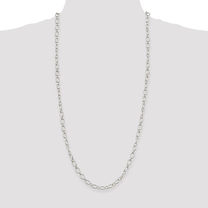 30 Inch Sterling Silver 6.1mm Fancy Patterned Rolo Chain Necklace