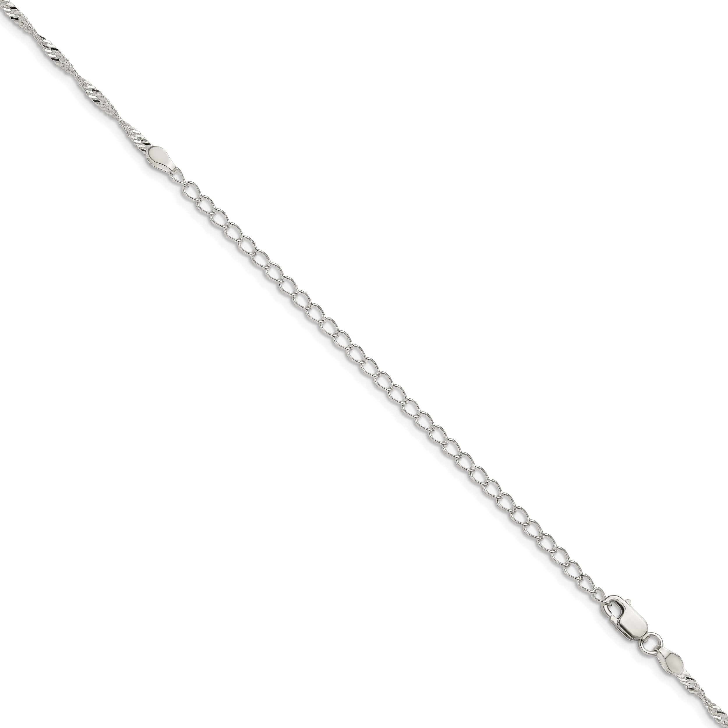 22 Inch Sterling Silver 2mm Singapore Chain W/4In Ext.
