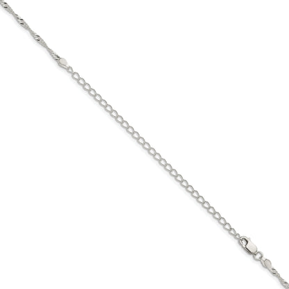 22 Inch Sterling Silver 2mm Singapore Chain W/4In Ext.