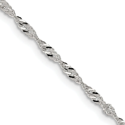 22 Inch Sterling Silver 2mm Singapore Chain W/4In Ext.