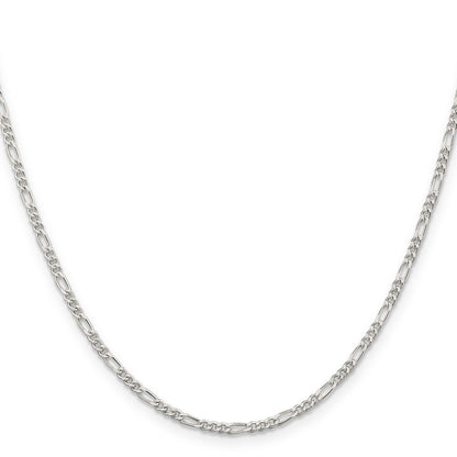 Sterling Silver 2.25mm Figaro Chain Necklace
