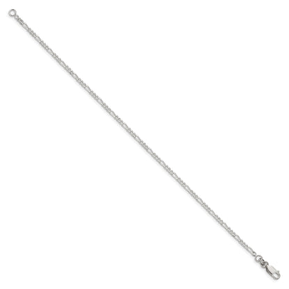 10 Inch Sterling Silver 2.25mm Figaro Chain Anklet