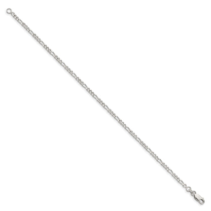 10 Inch Sterling Silver 2.5mm Figaro Chain Anklet