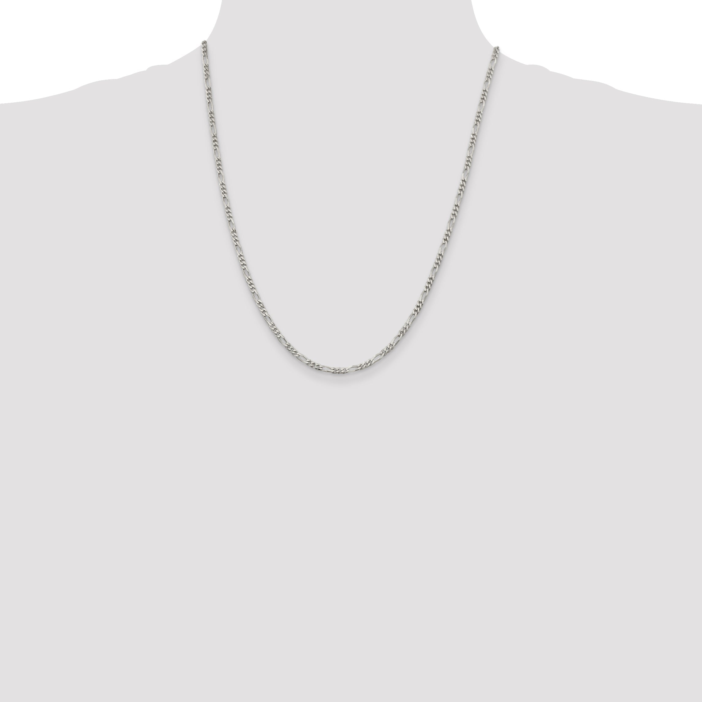 Sterling Silver 2.85mm Figaro Chain Necklace