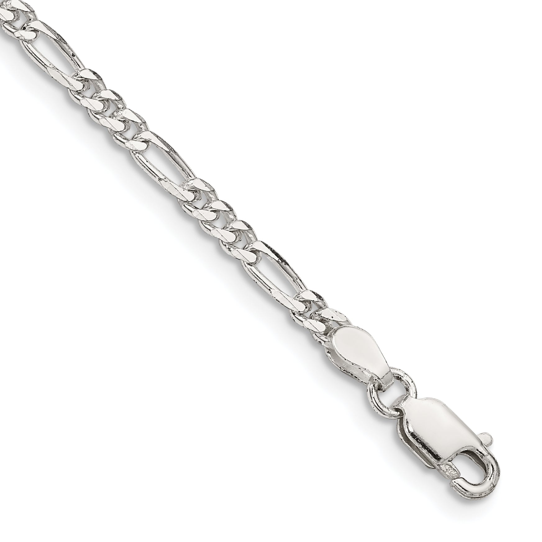 10 Inch Sterling Silver 2.85mm Figaro Chain Anklet
