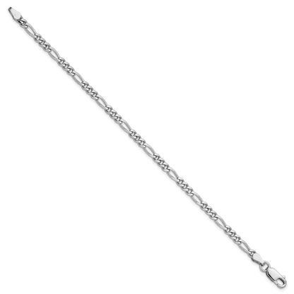 9 Inch Sterling Silver Rhodium-Plated 3.5mm Figaro Chain Anklet