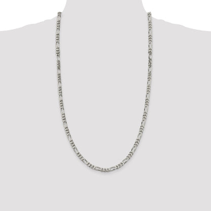 28 Inch Sterling Silver 5.5mm Figaro Chain Necklace