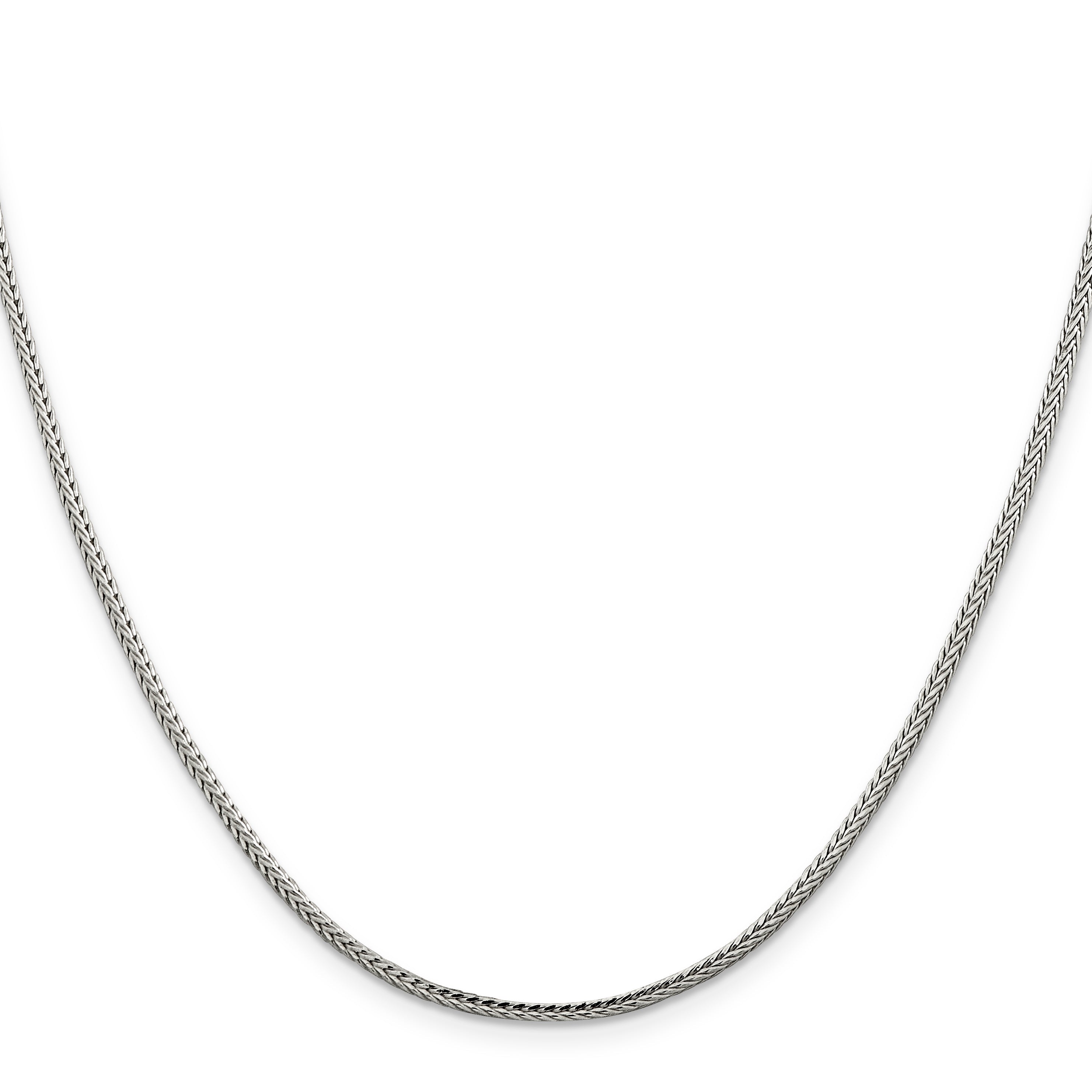 22 Inch Sterling Silver 2mm Diamond-Cut Round Franco Chain Necklace