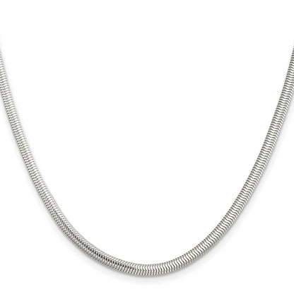 Sterling Silver 3.5mm 6-Sided Oval Snake Chain Necklace