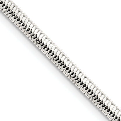Sterling Silver 3.5mm 6-Sided Oval Snake Chain Necklace