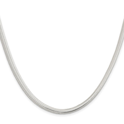 Sterling Silver 5mm 6-Sided Oval Snake Chain Necklace