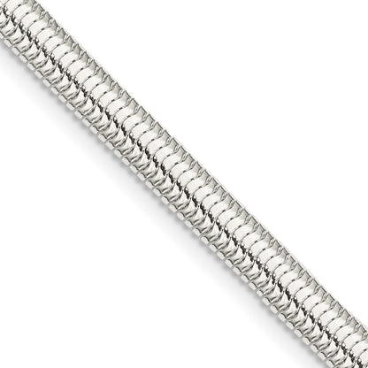 Sterling Silver 5mm 6-Sided Oval Snake Chain Necklace