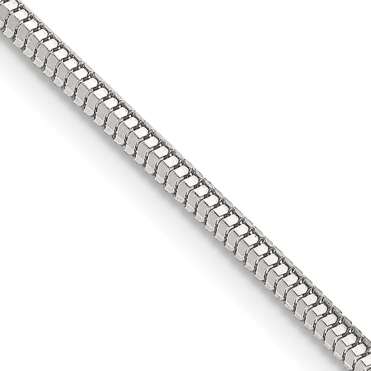 22 Inch Sterling Silver 2mm Diamond-Cut Snake Chain Necklace