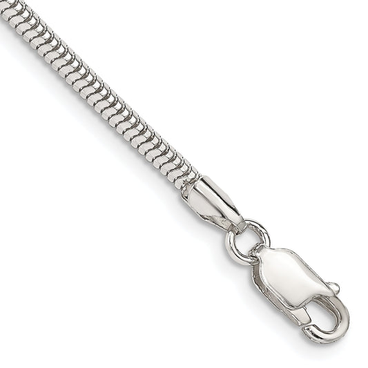 7 Inch Sterling Silver 2.5mm Diamond-Cut Snake Chain Bracelet