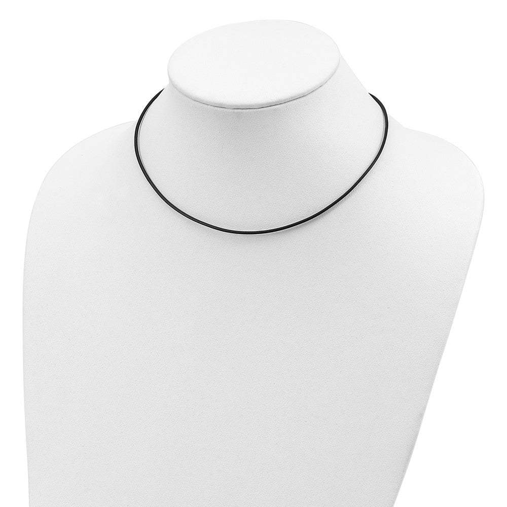 Sterling Silver 16Inch 1.5mm Black Leather Cord Necklace