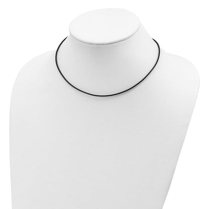 Sterling Silver 16Inch 1.5mm Black Leather Cord Necklace