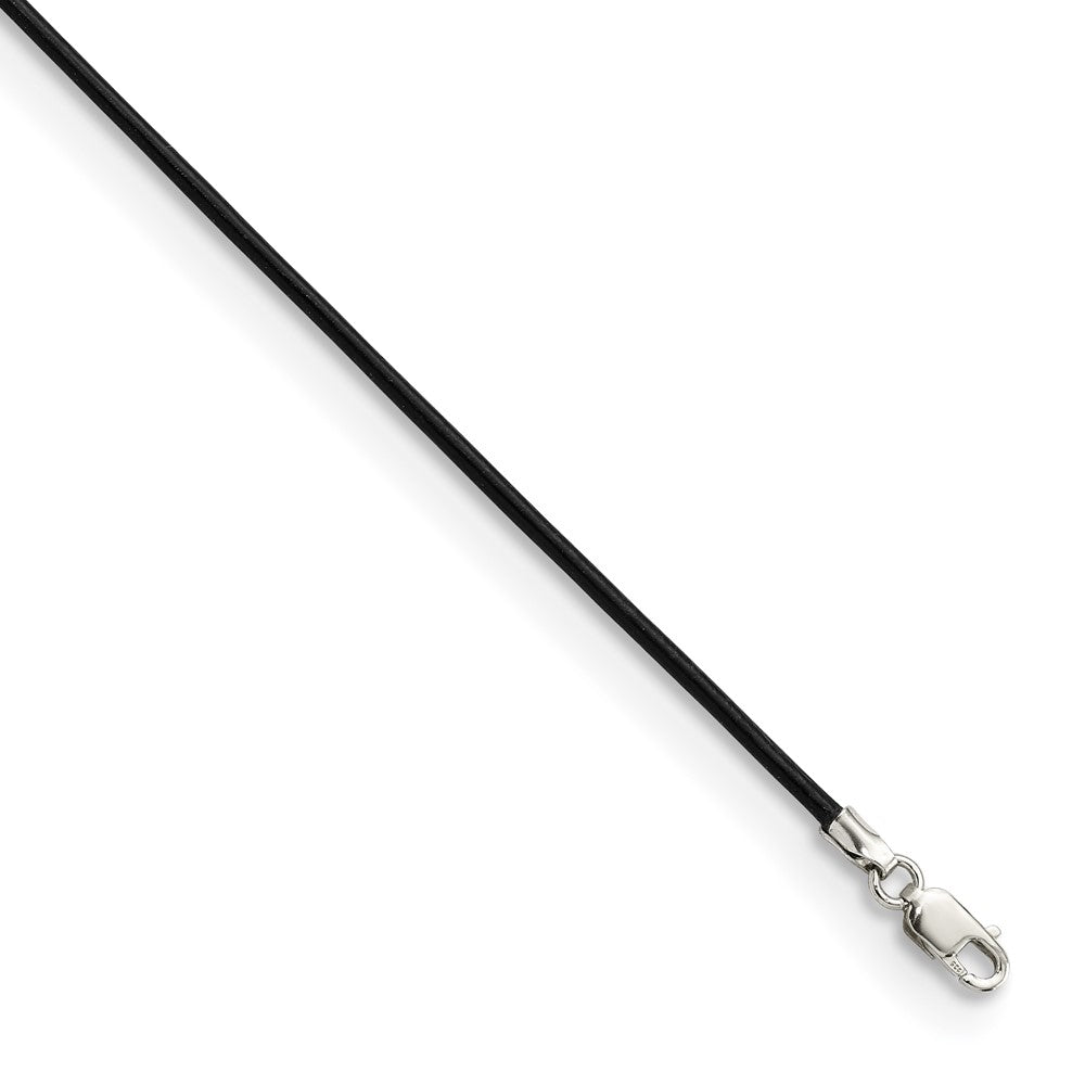 Sterling Silver 16Inch 1.5mm Black Leather Cord Necklace