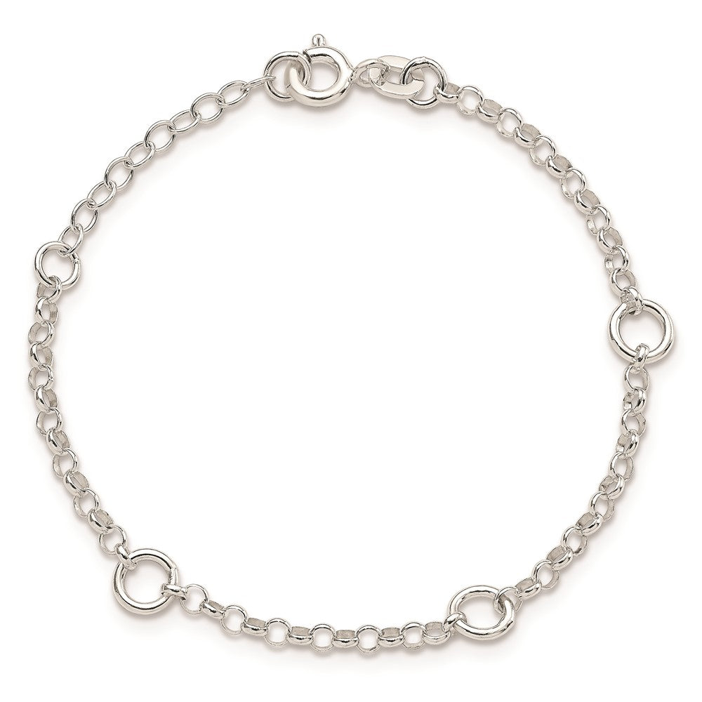 6 Inch Sterling Silver Polished Fancy Rolo Chain Children'S Bracelet