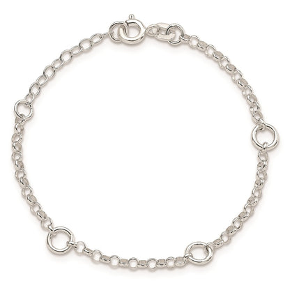 6 Inch Sterling Silver Polished Fancy Rolo Chain Children'S Bracelet