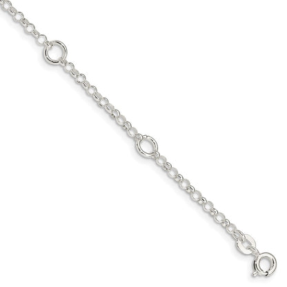 6 Inch Sterling Silver Polished Fancy Rolo Chain Children'S Bracelet